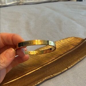 Stella and Dot Gold Engraved “you are my sunshine” Metal Bangle Bracelet